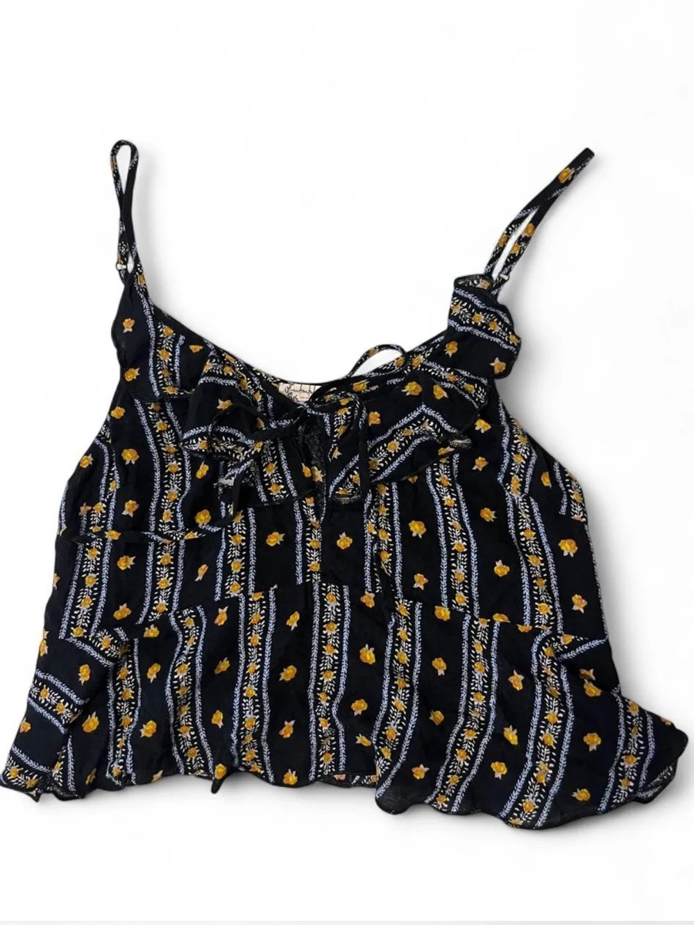 Free People Love to Love Floral Printed Ruffle Crop Top